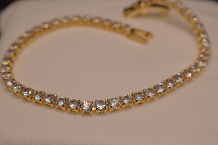 Golden Crystal Tennis Bracelet